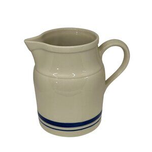 VTG ROSEVILLE POTTERY Creamer FRIENDSHIP Pitcher BLUE Stripe 6.5" Ohio USA Made